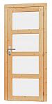 Vuren Deur enkel 4-ruits glasdeur 90x201cm rechtsdr. blank