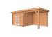 Blokhut Douglas Roek dubbele deur 300x300cm met luifel 400cm