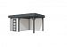 Tuinhuis Kiekendief 200 x 300 cm met Luifel 300 cm, wit/antraciet gespoten.
