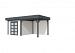 Tuinhuis Bosuil 300 x 300 cm met Luifel 300 cm, wit/antraciet gespoten.