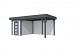Tuinhuis Kiekendief 200 x 300 cm met Luifel 400 cm, lichtgrijs/antraciet gespoten.