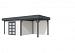 Tuinhuis Parelhoen 400 x 300 cm met Luifel 300 cm, wit/antraciet gespoten.