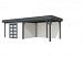 Tuinhuis Parelhoen 400 x 300 cm met Luifel 400 cm, wit/antraciet gespoten.