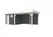 Tuinhuis Tapuit 300 x 300 cm met Luifel 400 cm, antraciet/wit gespoten.