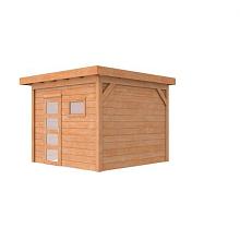 Blokhut Douglas Raaf enkele deur en raam 300x300cm blank