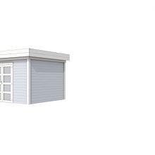 Tuinhuis Parelhoen 400 x 300 cm, wit/lichtgrijs gespoten.