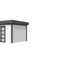 Tuinhuis Parelhoen 400 x 300 cm, antraciet/wit gespoten.