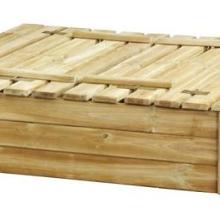 Grenen Zandbak Tom deksel/zitbank 120x120x30cm