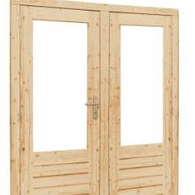 Vuren Deur dubbel 1-ruits dubbelglas 168x201cm blank