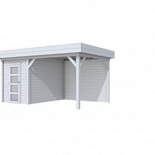 Tuinhuis Kiekendief 200 x 300 cm met Luifel 300 cm, lichtgrijs gespoten.