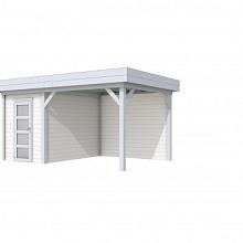 Tuinhuis Kiekendief 200 x 300 cm met Luifel 300 cm, wit/lichtgrijs gespoten.