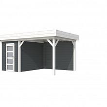 Tuinhuis Kiekendief 200 x 300 cm met Luifel 300 cm, antraciet/wit gespoten.