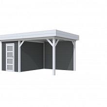 Tuinhuis Kiekendief 200 x 300 cm met Luifel 300 cm, antraciet/lichtgrijs gespoten.