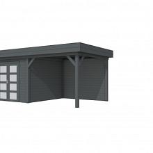 Tuinhuis Bosuil 300 x 300 cm met Luifel 300 cm, antraciet gespoten.