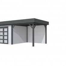 Tuinhuis Bosuil 300 x 300 cm met Luifel 300 cm, lichtgrijs/antraciet gespoten.
