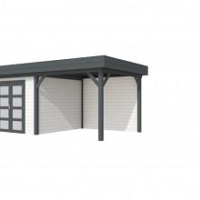 Tuinhuis Bosuil 300 x 300 cm met Luifel 300 cm, wit/antraciet gespoten.