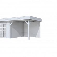 Tuinhuis Bosuil 300 x 300 cm met Luifel 300 cm, lichtgrijs gespoten.
