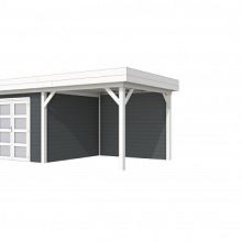 Tuinhuis Bosuil 300 x 300 cm met Luifel 300 cm, antraciet/wit gespoten.