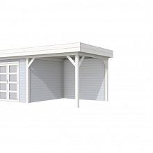 Tuinhuis Bosuil 300 x 300 cm met Luifel 300 cm, lichtgrijs/wit gespoten.