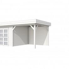 Tuinhuis Bosuil 300 x 300 cm met Luifel 300 cm, wit gespoten.