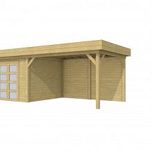 Tuinhuis Bosuil 300 x 300 cm met Luifel 400 cm, groen geÃ¯mpregneerd.