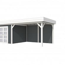 Tuinhuis Bosuil 300 x 300 cm met Luifel 400 cm, antraciet/wit gespoten.