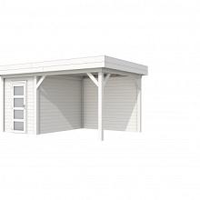 Tuinhuis Kiekendief 200 x 300 cm met Luifel 300 cm, wit gespoten.