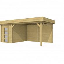 Tuinhuis Kiekendief 200 x 300 cm met Luifel 400 cm, groen geÃ¯mpregneerd.