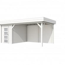 Tuinhuis Kiekendief 200 x 300 cm met Luifel 400 cm, wit gespoten.