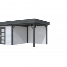 Tuinhuis Parelhoen 400 x 300 cm met Luifel 300 cm, lichtgrijs/antraciet gespoten.