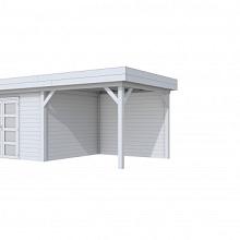 Tuinhuis Parelhoen 400 x 300 cm met Luifel 300 cm, lichtgrijs gespoten.