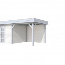 Tuinhuis Parelhoen 400 x 300 cm met Luifel 300 cm, wit/lichtgrijs gespoten.