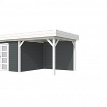 Tuinhuis Parelhoen 400 x 300 cm met Luifel 300 cm, antraciet/wit gespoten.