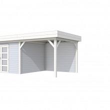 Tuinhuis Parelhoen 400 x 300 cm met Luifel 300 cm, lichtgrijs/wit gespoten.