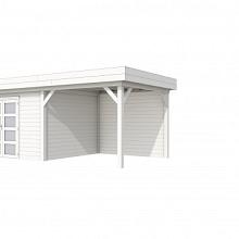 Tuinhuis Parelhoen 400 x 300 cm met Luifel 300 cm, wit gespoten.