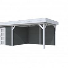 Tuinhuis Parelhoen 400 x 300 cm met Luifel 400 cm, antraciet/lichtgrijs gespoten.