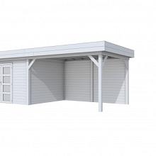 Tuinhuis Parelhoen 400 x 300 cm met Luifel 400 cm, lichtgrijs gespoten.
