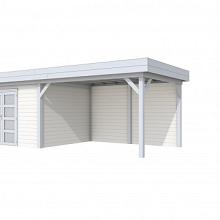 Tuinhuis Parelhoen 400 x 300 cm met Luifel 400 cm, wit/lichtgrijs gespoten.