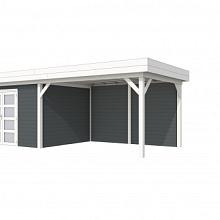 Tuinhuis Parelhoen 400 x 300 cm met Luifel 400 cm, antraciet/wit gespoten.