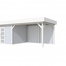 Tuinhuis Parelhoen 400 x 300 cm met Luifel 400 cm, lichtgrijs/wit gespoten.