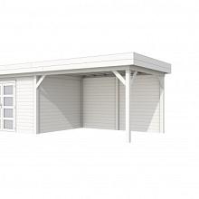 Tuinhuis Parelhoen 400 x 300 cm met Luifel 400 cm, wit gespoten.