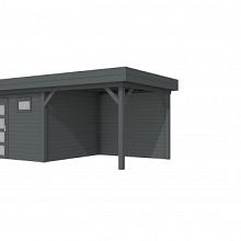 Tuinhuis Tapuit 300 x 300 cm met Luifel 300 cm, antraciet gespoten.