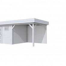 Tuinhuis Tapuit 300 x 300 cm met Luifel 300 cm, lichtgrijs gespoten.
