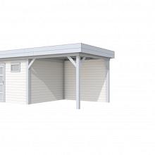 Tuinhuis Tapuit 300 x 300 cm met Luifel 300 cm, wit/lichtgrijs gespoten.