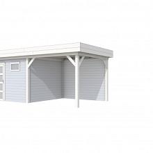 Tuinhuis Tapuit 300 x 300 cm met Luifel 300 cm, lichtgrijs/wit gespoten.