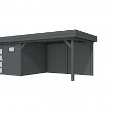Tuinhuis Tapuit 300 x 300 cm met Luifel 400 cm, antraciet gespoten.