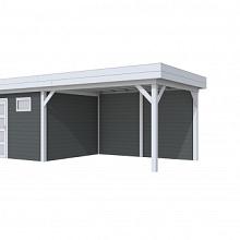 Tuinhuis Tapuit 300 x 300 cm met Luifel 400 cm, antraciet/lichtgrijs gespoten.