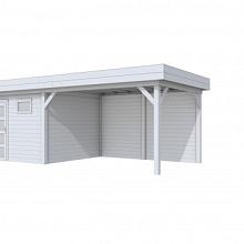Tuinhuis Tapuit 300 x 300 cm met Luifel 400 cm, lichtgrijs gespoten.