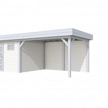 Tuinhuis Tapuit 300 x 300 cm met Luifel 400 cm, wit/lichtgrijs gespoten.