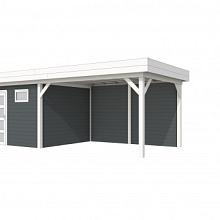 Tuinhuis Tapuit 300 x 300 cm met Luifel 400 cm, antraciet/wit gespoten.